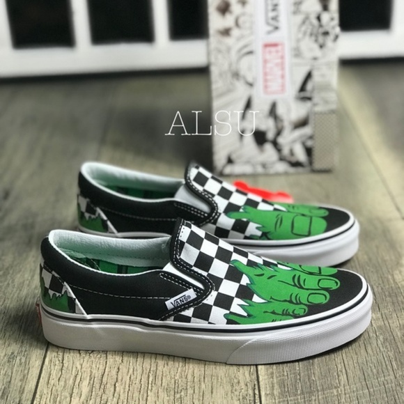 NWT VANS&Marvel Slip On Hulk Checkerboard W AUTHEN - Picture 2 of 8